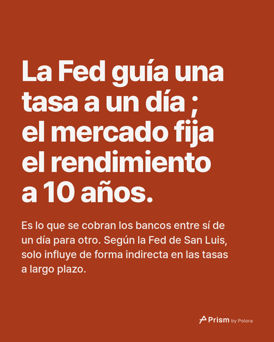 La Fed guía una tasa a un día ; el mercado fija el rendimiento a 10 años. · Es lo que se cobran los bancos entre sí de un día para otro. Según la Fed de San Luis, solo influye de forma indirecta en las tasas a largo plazo.