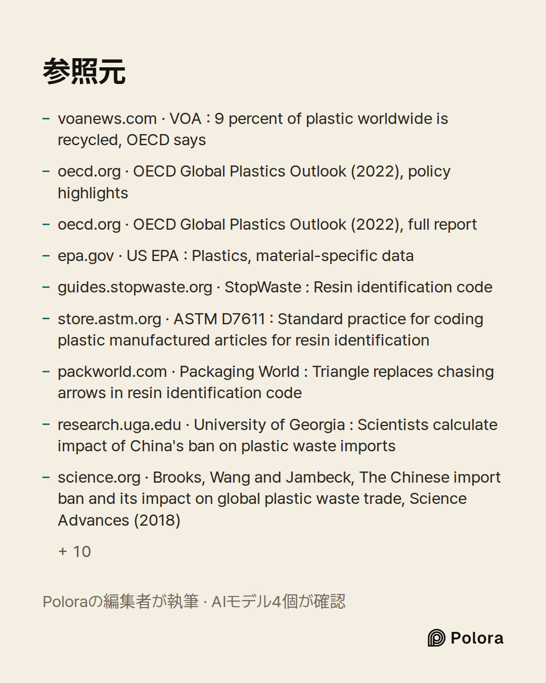 出典 19 : voanews.com · VOA : 9 percent of plastic worldwide is recycled, OECD says, oecd.org · OECD Global Plastics Outlook (2022), policy highlights, oecd.org · OECD Global Plastics Outlook (2022), full report + 16