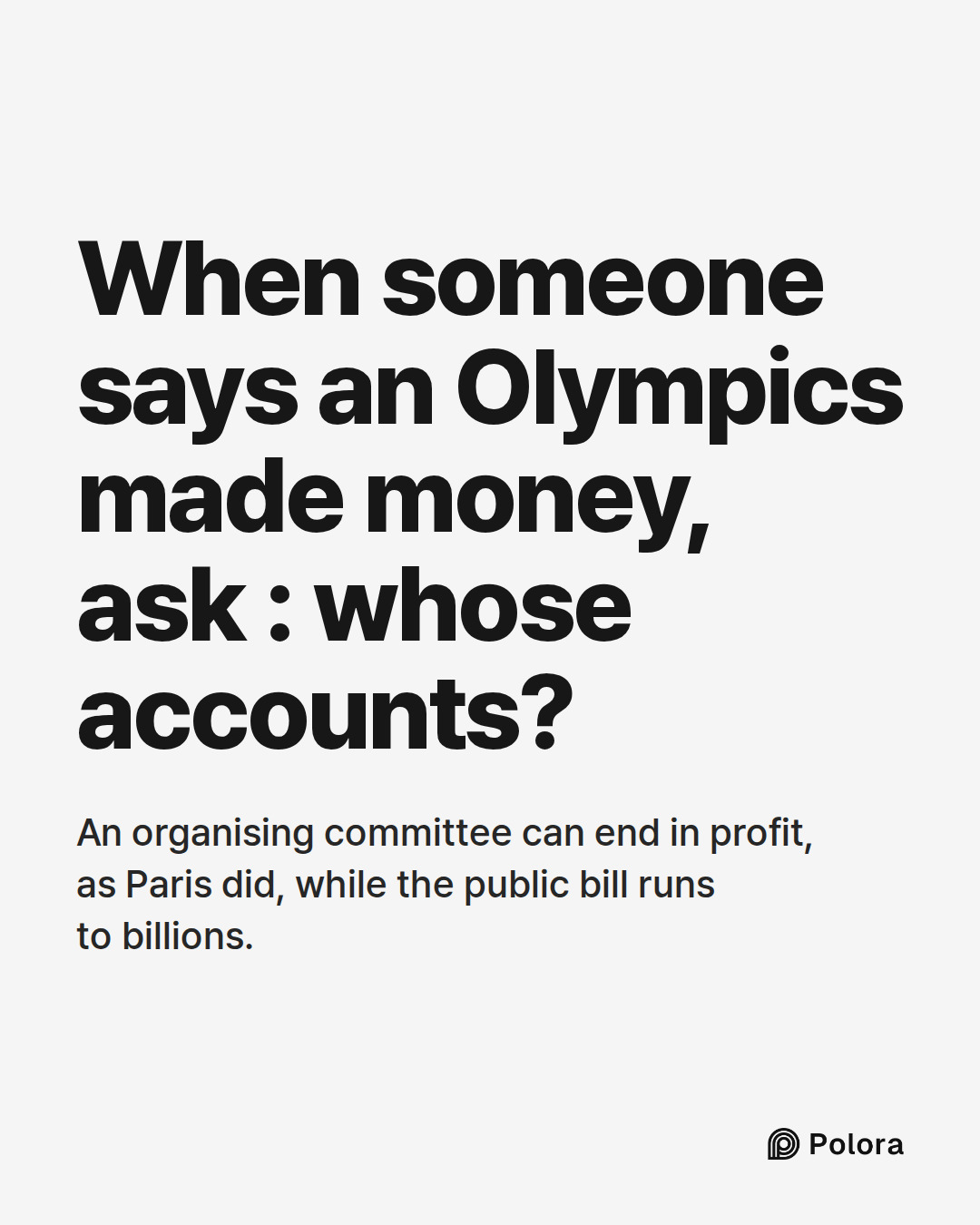 When someone says an Olympics made money, ask : whose accounts? · An organising committee can end in profit, as Paris did, while the public bill runs to billions.
