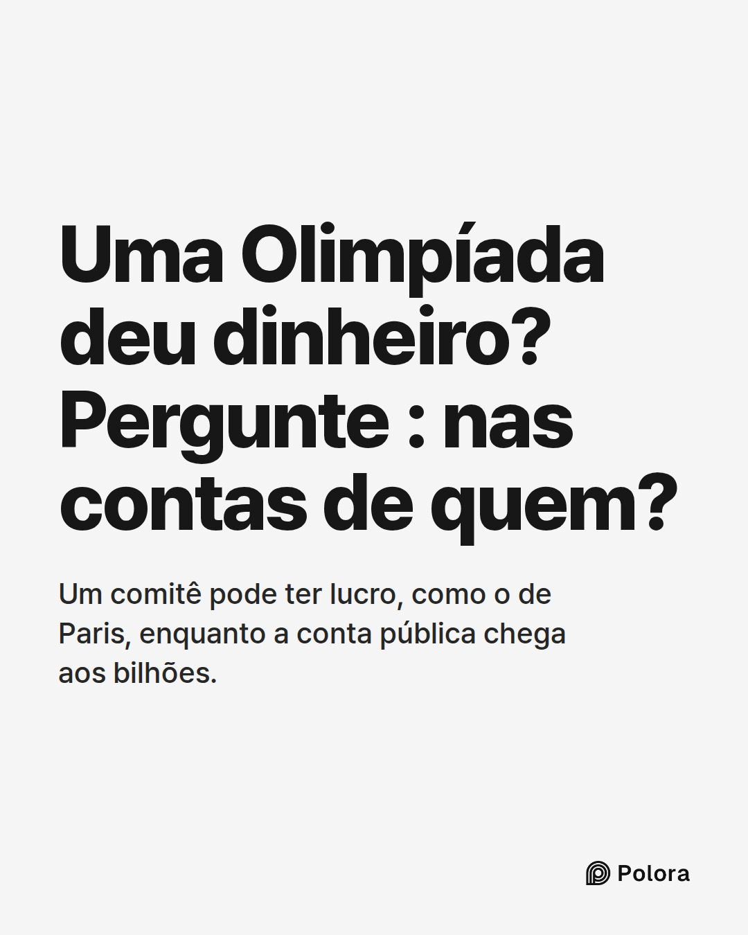 Uma Olimpíada deu dinheiro? Pergunte : nas contas de quem? · Um comitê pode ter lucro, como o de Paris, enquanto a conta pública chega aos bilhões.