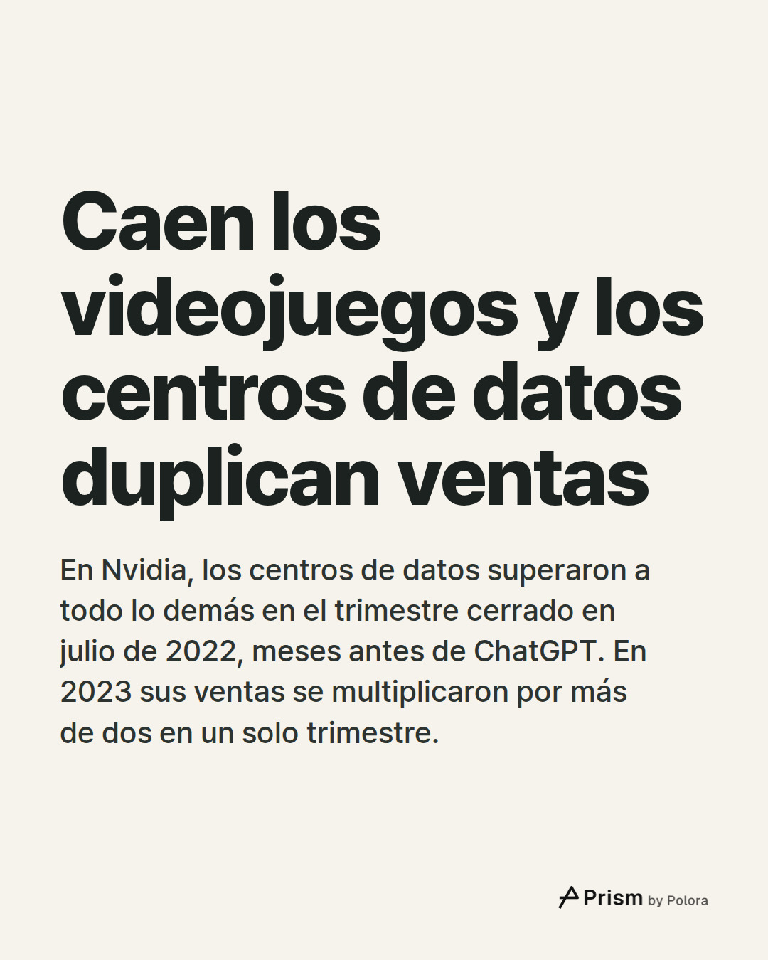 Caen los videojuegos y los centros de datos duplican ventas · En Nvidia, los centros de datos superaron a todo lo demás en el trimestre cerrado en julio de 2022, meses antes de ChatGPT. En 2023 sus ventas se multiplicaron por más de dos en un solo trimestre.