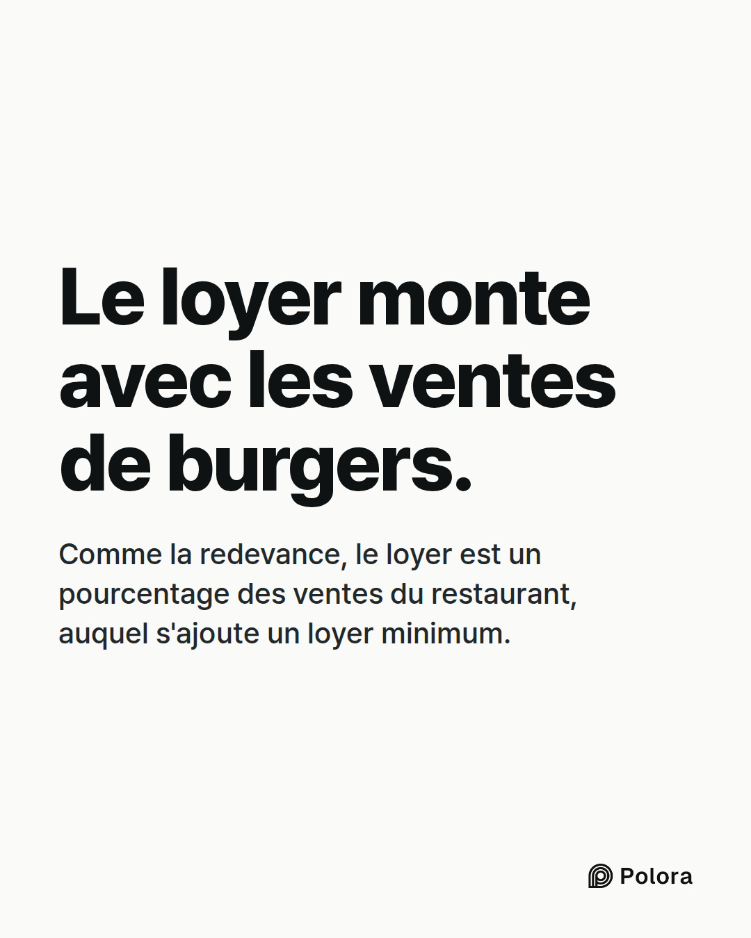 Le loyer monte avec les ventes de burgers. · Comme la redevance, le loyer est un pourcentage des ventes du restaurant, auquel s'ajoute un loyer minimum.