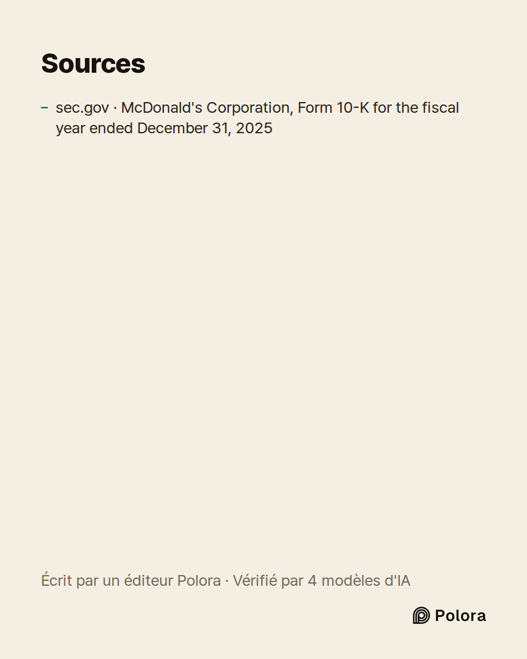 Sources 1 : sec.gov · McDonald's Corporation, Form 10-K for the fiscal year ended December 31, 2025