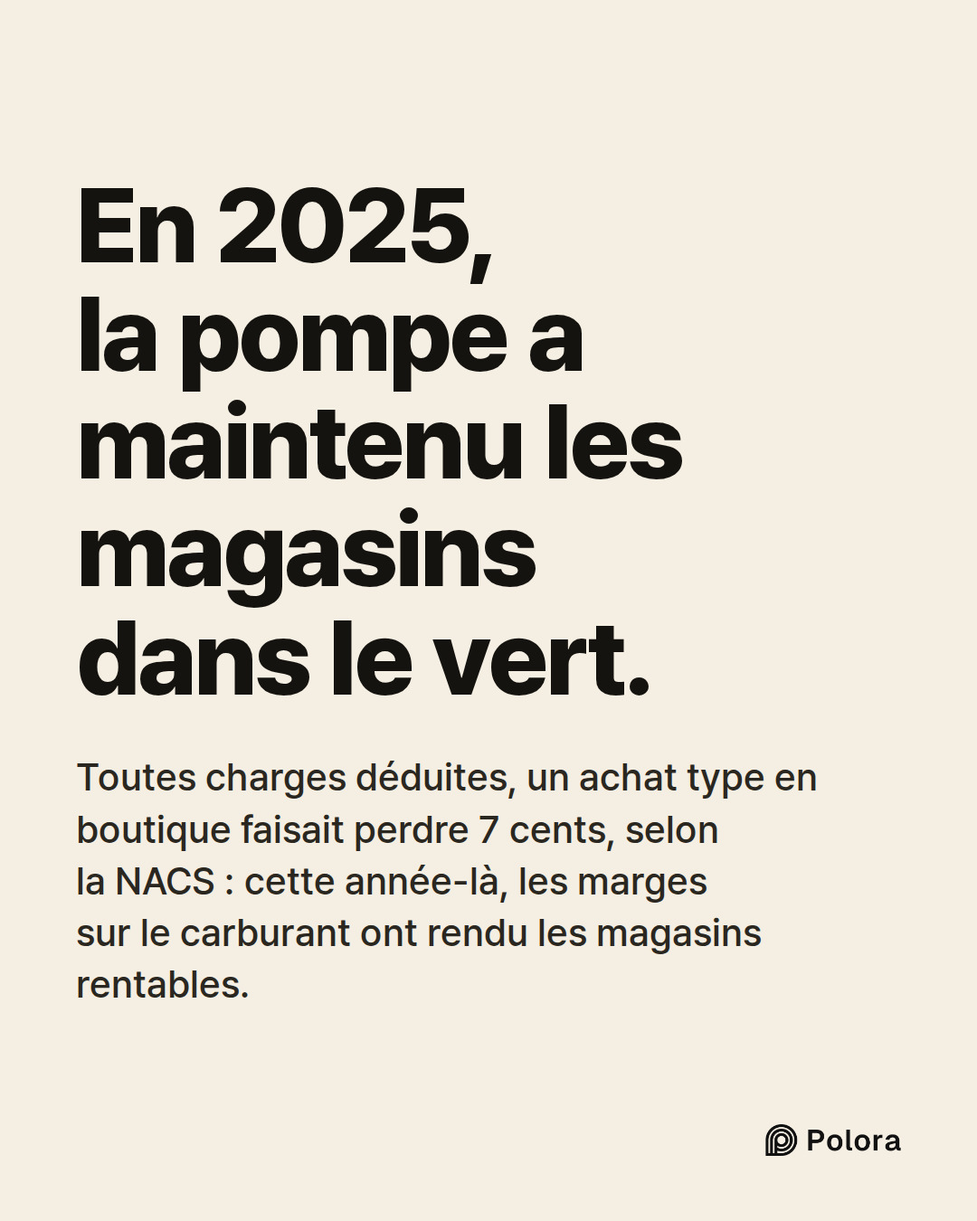 En 2025, la pompe a maintenu les magasins dans le vert. · Toutes charges déduites, un achat type en boutique faisait perdre 7 cents, selon la NACS : cette année-là, les marges sur le carburant ont rendu les magasins rentables.
