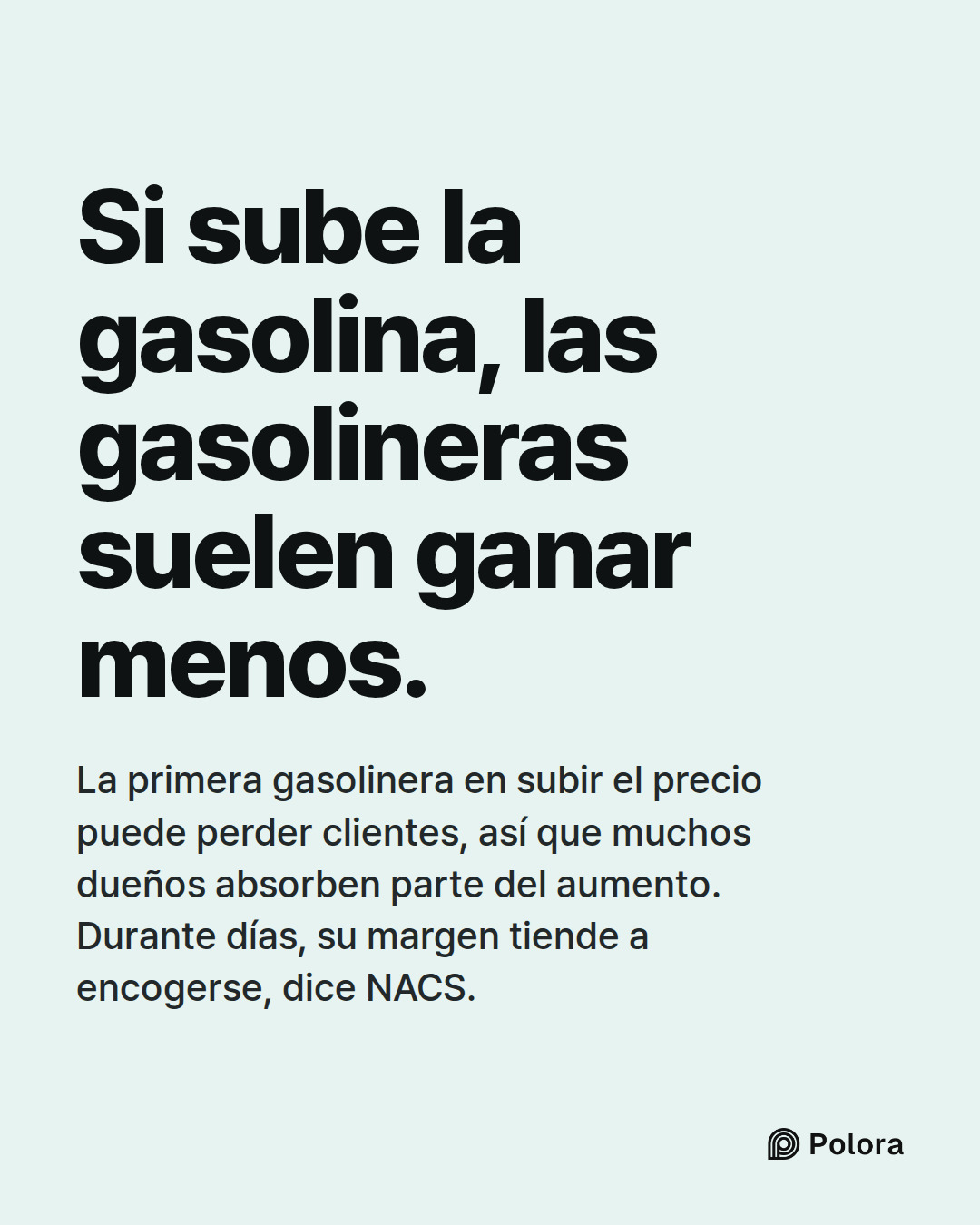 Si sube la gasolina, las gasolineras suelen ganar menos. · La primera gasolinera en subir el precio puede perder clientes, así que muchos dueños absorben parte del aumento. Durante días, su margen tiende a encogerse, dice NACS.