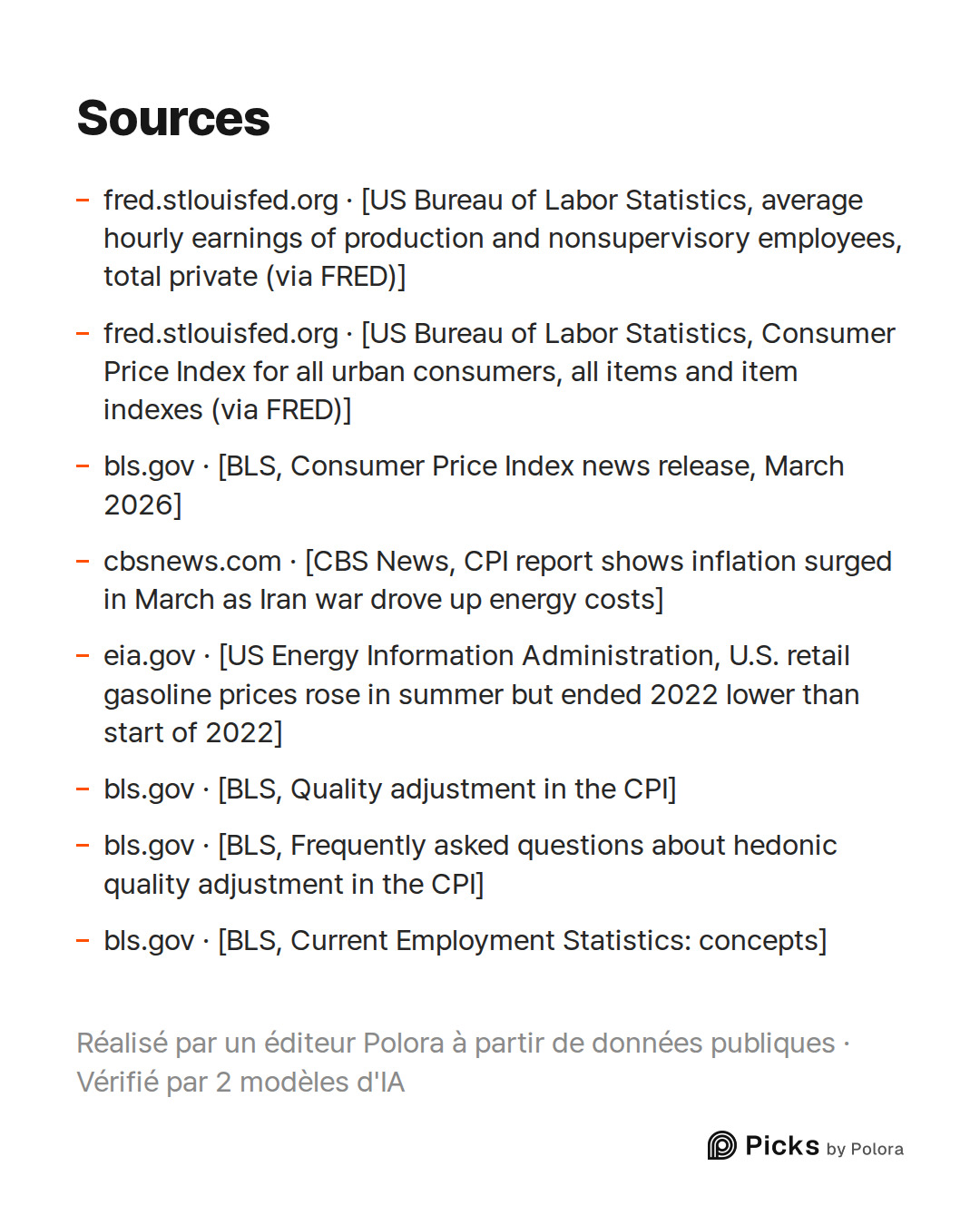 Sources 8 : fred.stlouisfed.org · [US Bureau of Labor Statistics, average hourly earnings of production and nonsupervisory employees, total private (via FRED)], fred.stlouisfed.org · [US Bureau of Labor Statistics, Consumer Price Index for all urban consumers, all items and item indexes (via FRED)],