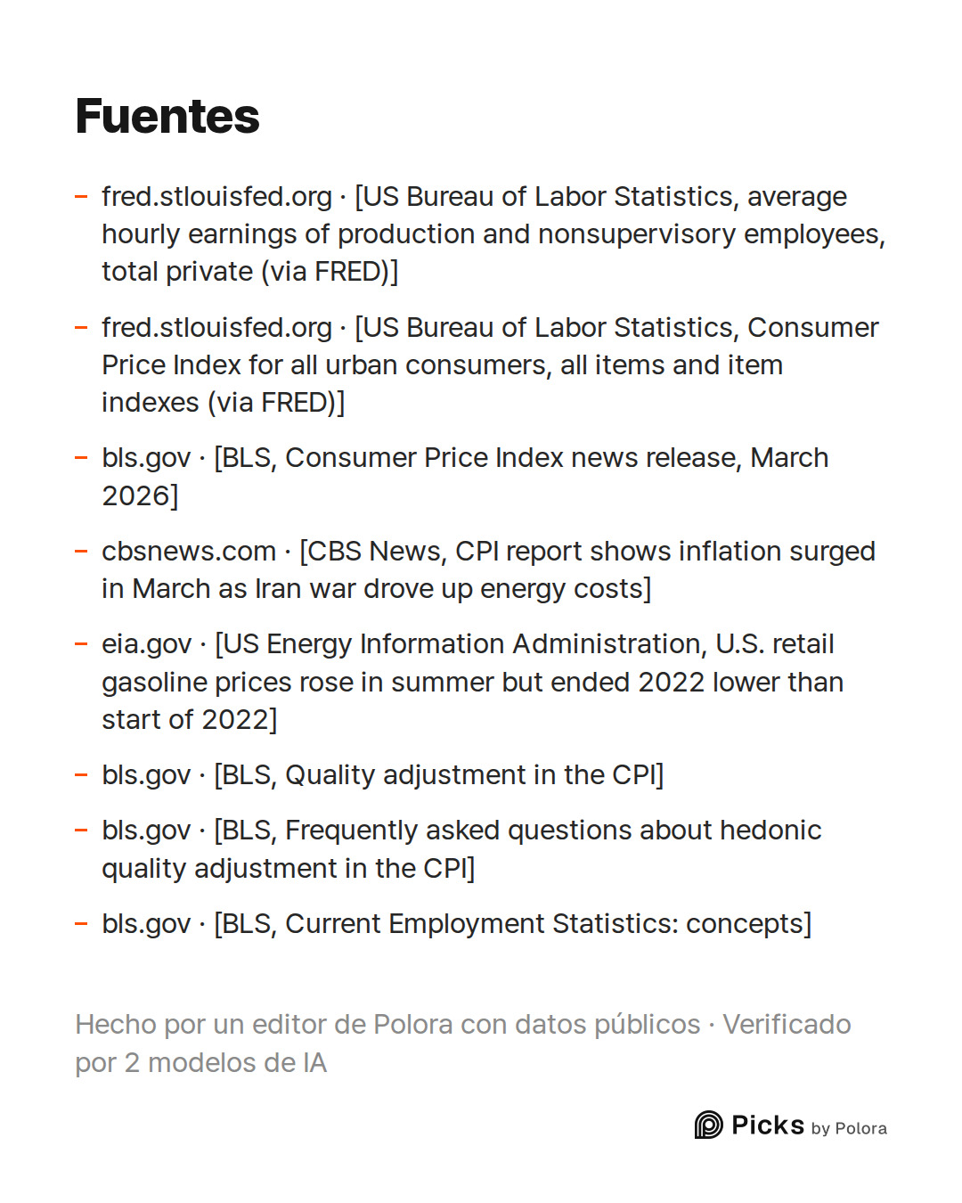Fuentes 8 : fred.stlouisfed.org · [US Bureau of Labor Statistics, average hourly earnings of production and nonsupervisory employees, total private (via FRED)], fred.stlouisfed.org · [US Bureau of Labor Statistics, Consumer Price Index for all urban consumers, all items and item indexes (via FRED)],
