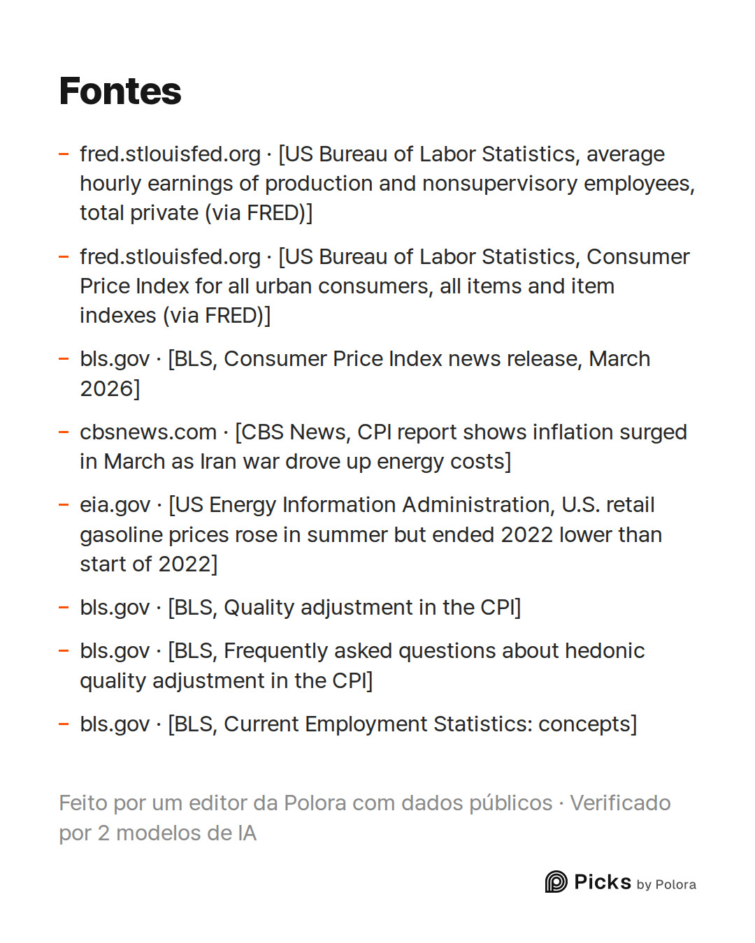 Fontes 8 : fred.stlouisfed.org · [US Bureau of Labor Statistics, average hourly earnings of production and nonsupervisory employees, total private (via FRED)], fred.stlouisfed.org · [US Bureau of Labor Statistics, Consumer Price Index for all urban consumers, all items and item indexes (via FRED)],