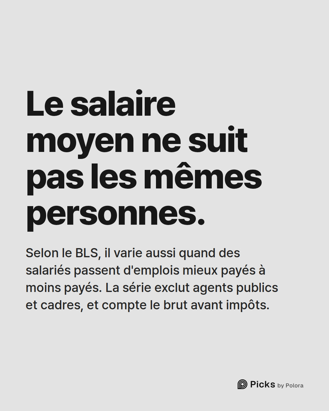 Le salaire moyen ne suit pas les mêmes personnes. · Selon le BLS, il varie aussi quand des salariés passent d'emplois mieux payés à moins payés. La série exclut agents publics et cadres, et compte le brut avant impôts.