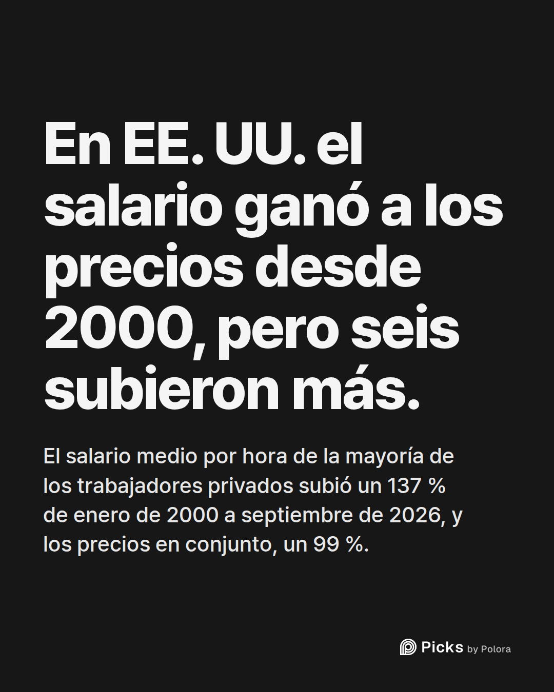 En EE. UU. el salario ganó a los precios desde 2000, pero seis subieron más. · El salario medio por hora de la mayoría de los trabajadores privados subió un 137 % de enero de 2000 a septiembre de 2026, y los precios en conjunto, un 99 %.